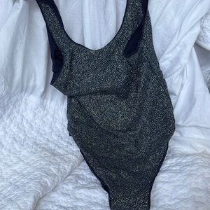 Oséree Navy Shimmering One-Piece Swimsuit – Size Small – NWOT